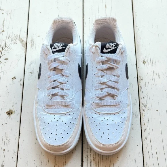 Nike Court Vision Low White/Pink/Black Sneakers Women’s Size 9.5 Leather - Picture 1 of 11